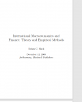 International Macroeconomics and
Finance: Theory and Empirical Methods