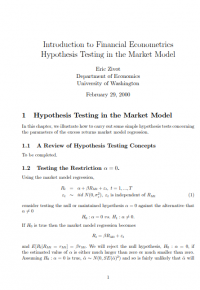 Introduction to Financial Econometrics