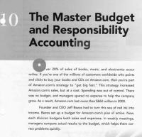 THE MASTER  BUDGET AND RESPONSIBLITY ACCUNTING